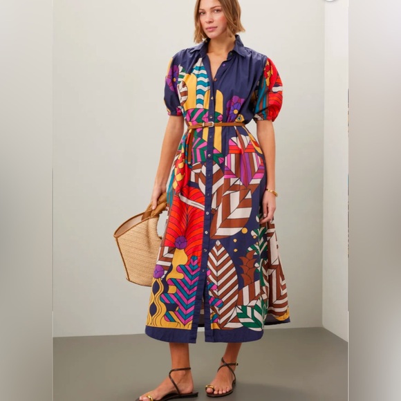 CAROLINA K Geometric Cotton Button Front
Valerie Pleated Kaftan Gown Dre… - Picture 7 of 12